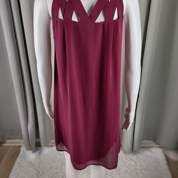 Peach Love California Womens Burgundy, Fully Lined Flowing Midi Dress Size Small - Picture 4 of 11